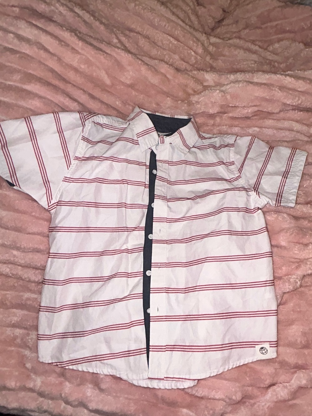 Free Planet white and red striped short-sleeve button-down shirt 7